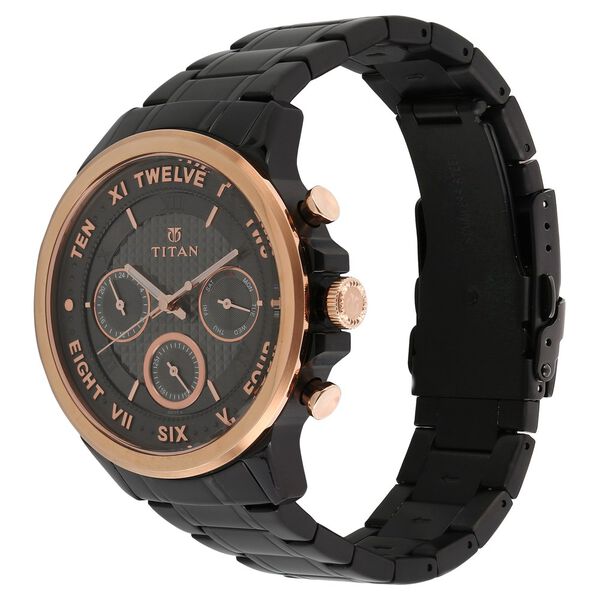 Titan Quartz Multifunction Anthracite Dial Stainless Steel Strap Watch for Men - image number 1