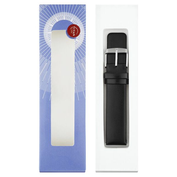 20 mm Black Genuine Leather Strap for Men - image number 5