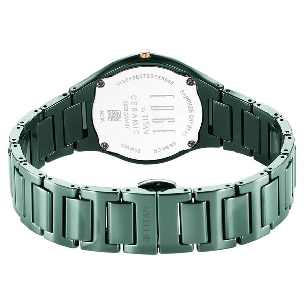 Titan Edge Ceramic Quartz in Glossy Green Dial Watch for Women - image number 4