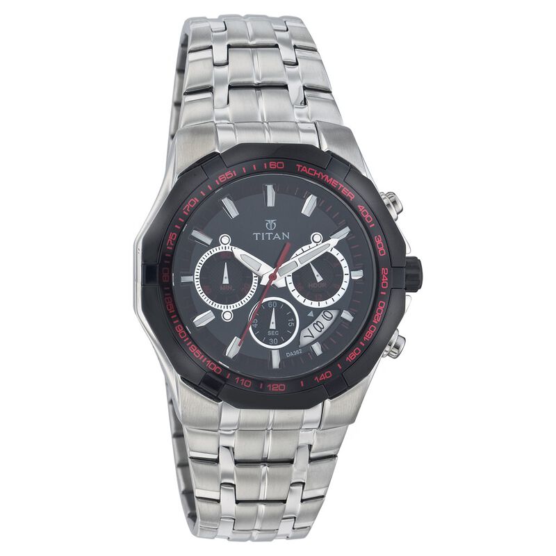 Titan Quartz Chronograph Black Dial Watch for Men