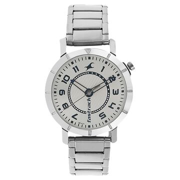Fastrack Quartz Analog Silver Dial Stainless Steel Strap Watch for Girls