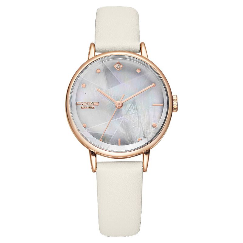 Poze by Sonata Quartz Analog Silver Dial PU Leather Strap Watch for Women