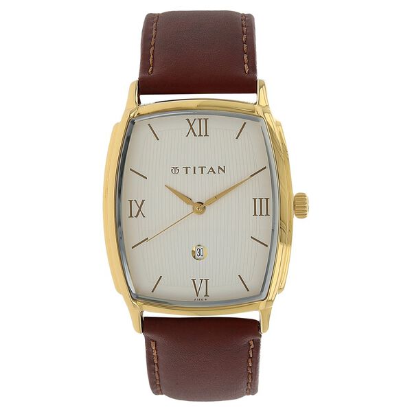 Titan Quartz Analog with Date Silver Dial Leather Strap Watch for Men - image number 0