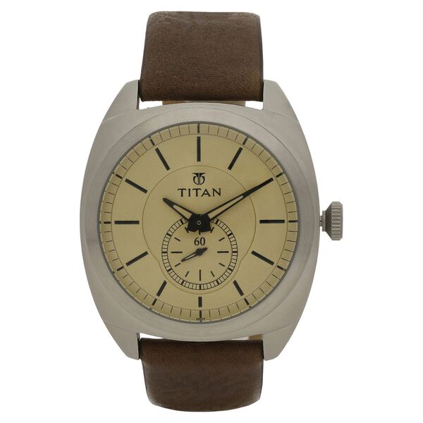 Titan Analog Off White Dial Leather Strap watch for Men - image number 0