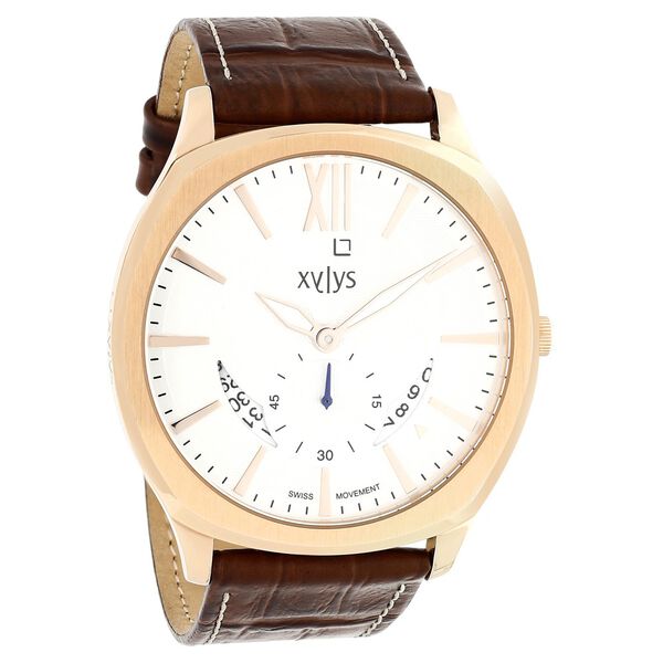 Xylys Swiss Analog with Date Brown Leather Strap and Silver Dial Watch For Men - image number 1