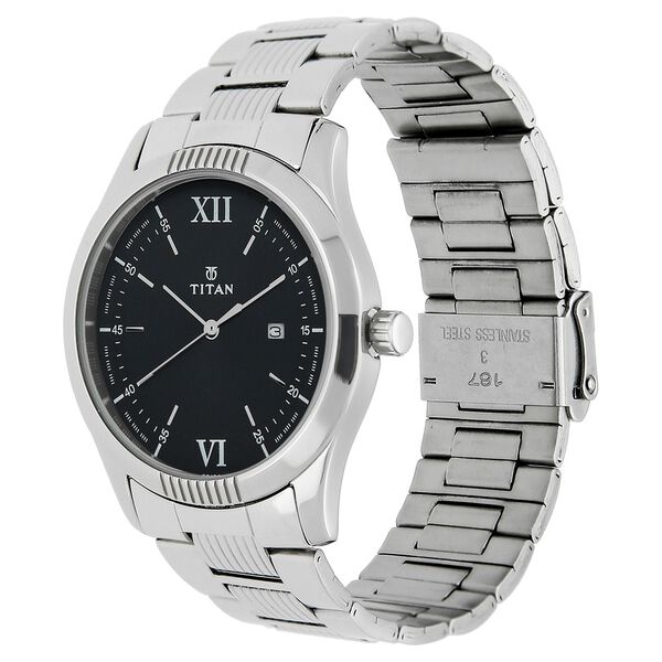 Titan Quartz Analog Black Dial Stainless Steel Strap Watch for Men - image number 1