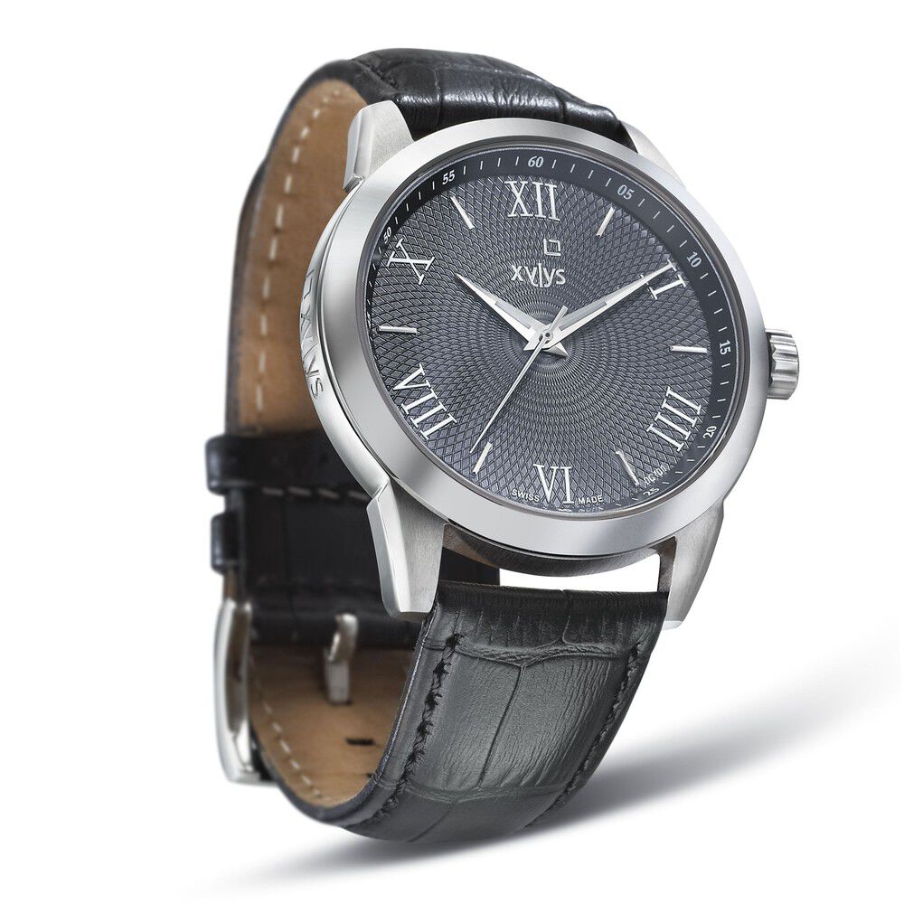 Buy Online Xylys Swiss Analog Black Leather Strap and Black Dial