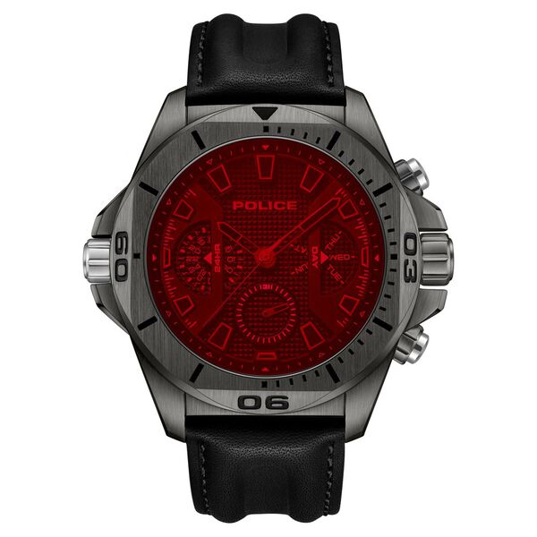Police Quartz Multifunction Black Leather Strap for Men - image number 0