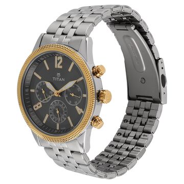 Titan Men's Metropolitan Luxe: Multifunction Anthracite Dial with Two-Tone Stainless Steel Bracelet Watch
