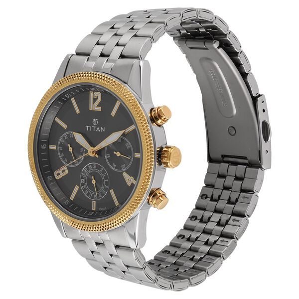Titan Men's Metropolitan Luxe: Multifunction Anthracite Dial with Two-Tone Stainless Steel Bracelet Watch - image number 1