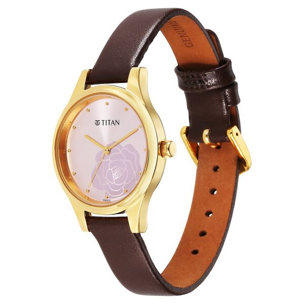 Titan Karishma Quartz Analog Pink Leather Strap for Women - image number 2