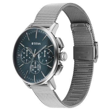 Titan Light leathers Multifunction Anthracite Dial Stainless Steel Strap Watch For Men