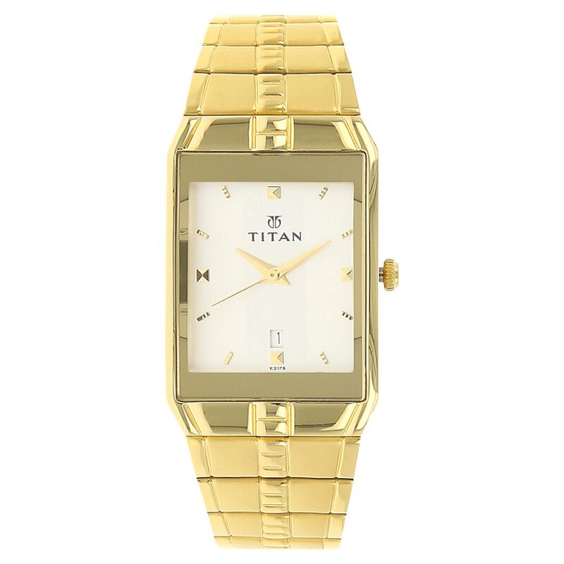 Buy Online Titan Analog with Date Silver Dial Metal Strap watch for Men
