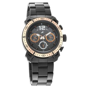Fastrack All Nighters Quartz Analog Black Dial Stainless Steel Strap Watch for Guys