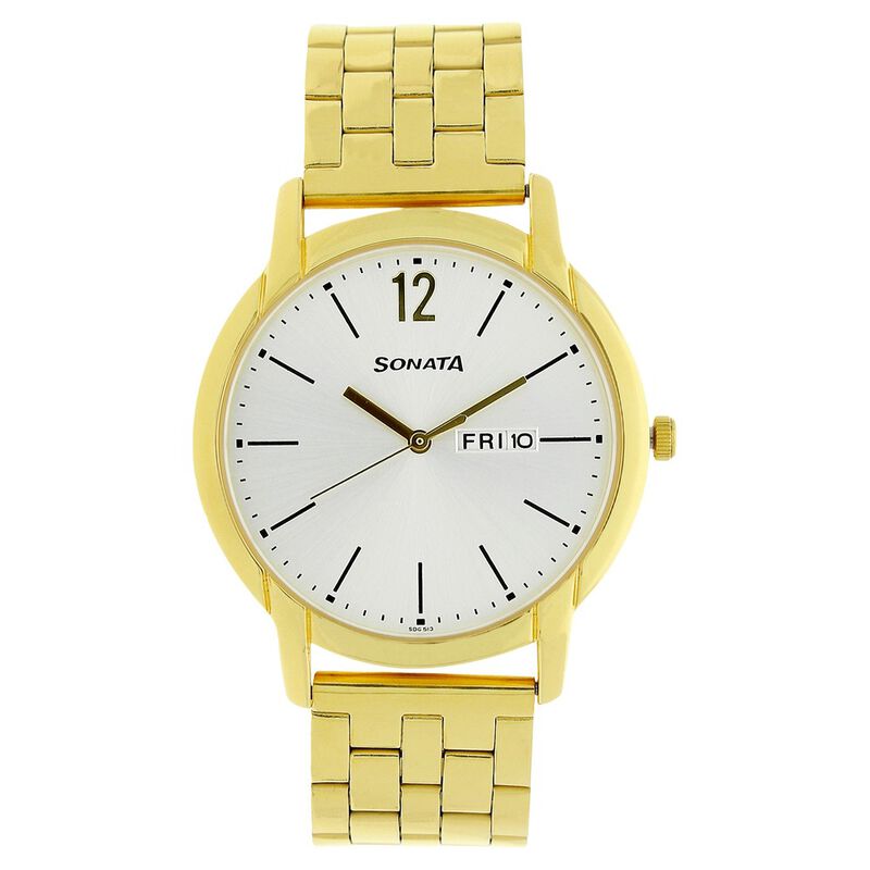 Sonata Quartz Analog with Day and Date Silver Dial Stainless Steel Strap Watch for Men - image number 0