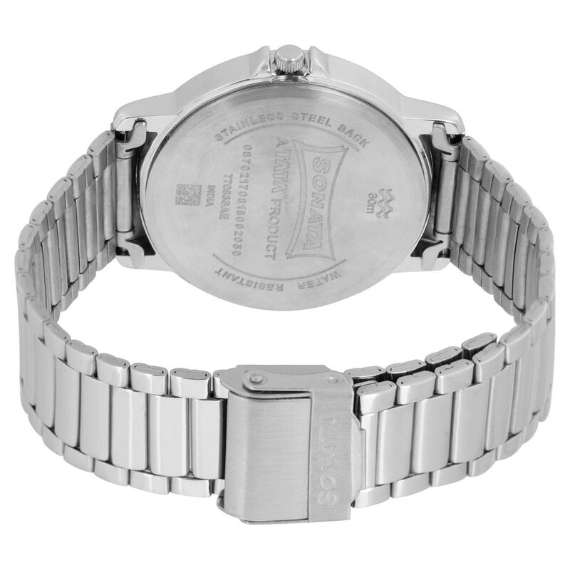 Sonata Quartz Analog Silver Dial Stainless Steel Strap Watch for Men - image number 4