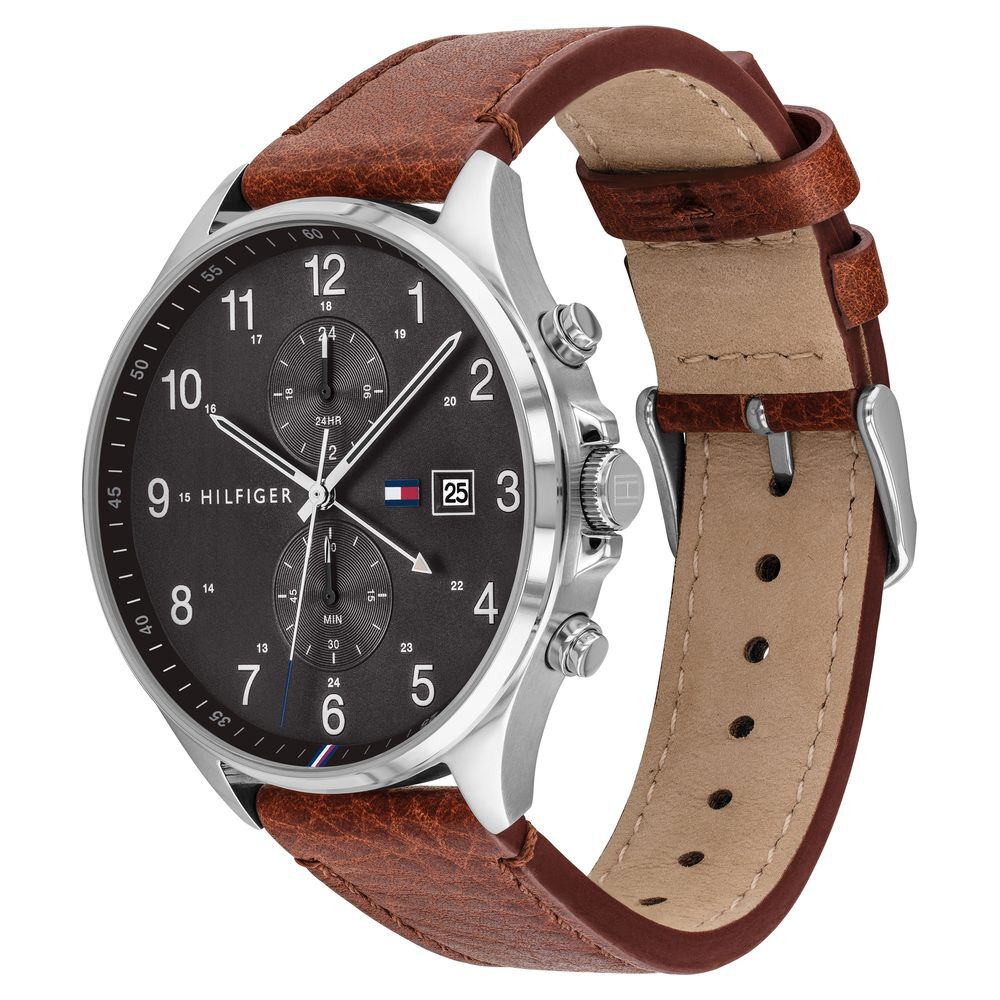 Buy Online Tommy Hilfiger Quartz Multifunction Grey Dial Leather