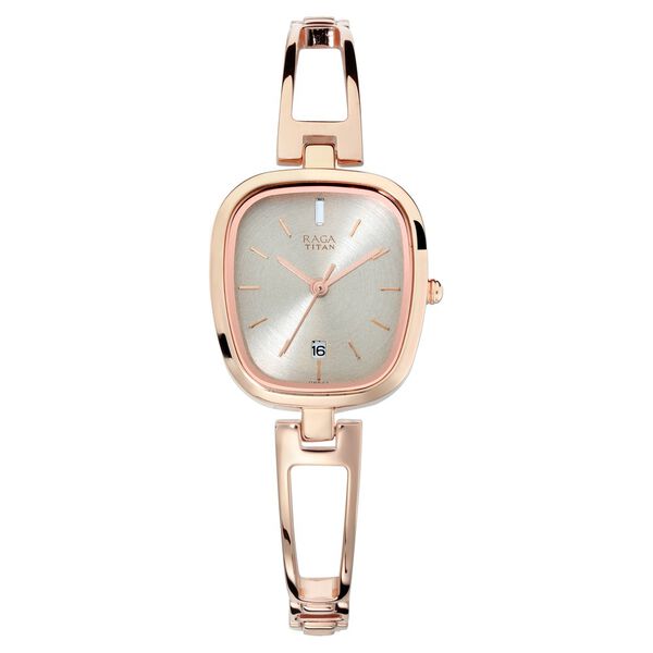 Titan Raga Viva Grey Dial Analog with Date Rose Gold Metal Strap watch for Women - image number 0
