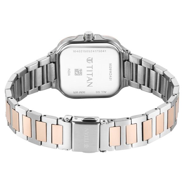 Titan Slim Square Quartz Analog with Date Silver Dial With Two Toned Color Stainless Steel Strap Watch For Women - image number 4