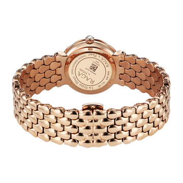 Titan Raga Paris, with Love  Analog White Mosaic Pattern Mother of Pearl Dial Red Stainless Steel Strap Watch For Women