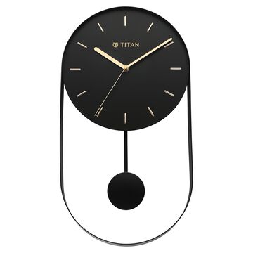 Titan Contemporary Modern Metallics Pendulum Wall Clock with Black Dial Silent Sweep Technology - 45.cm x 24.5 cm