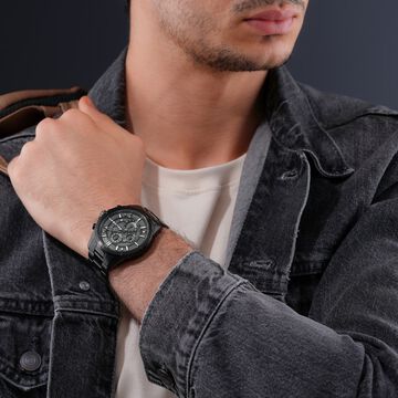 Police Chronograph Black Dial Black Color Stainless Steel Strap Watch For Men