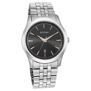 Titan Quartz Analog Anthracite Dial Stainless Steel Strap Watch for Men