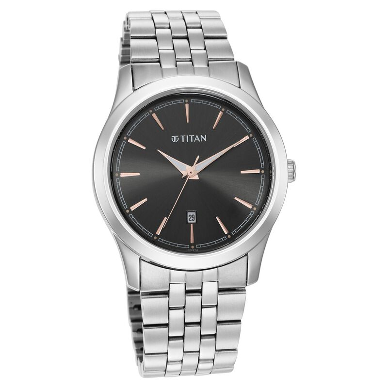 Titan Quartz Analog Anthracite Dial Stainless Steel Strap Watch for Men