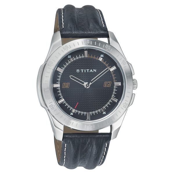 Titan Quartz Analog Black Dial Leather Strap Watch for Men - image number 0