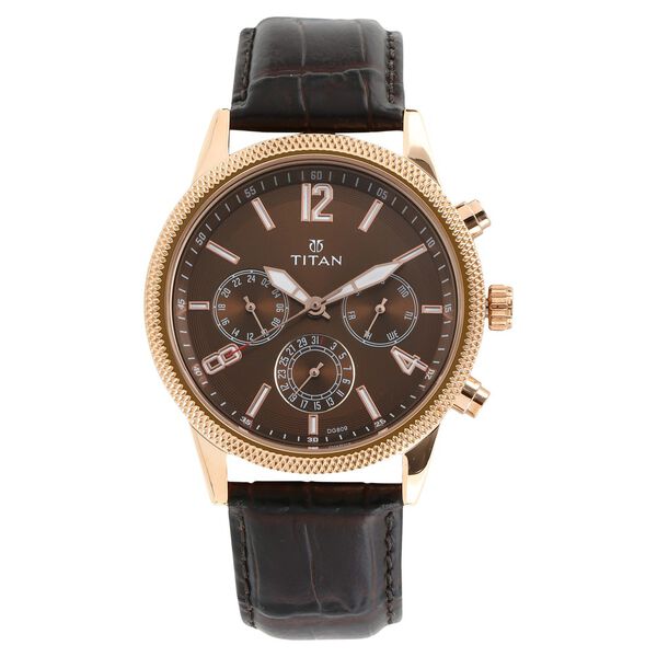 Titan Men's Metropolitan Luxe: Multifunction brown Dial with leather Strap - image number 0