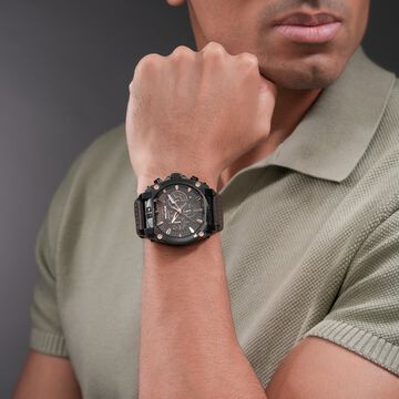 Police Quartz Chronograph Black Dial Brown Leather Strap Watch For Men