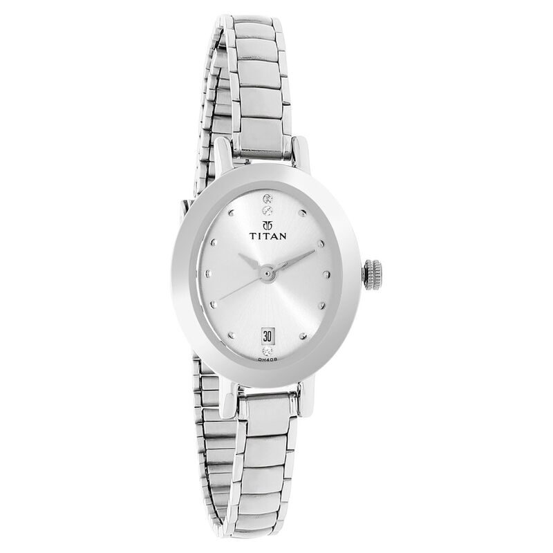 Titan Quartz Analog with Date Silver Dial Stainless Steel Strap Watch for Women - image number 1