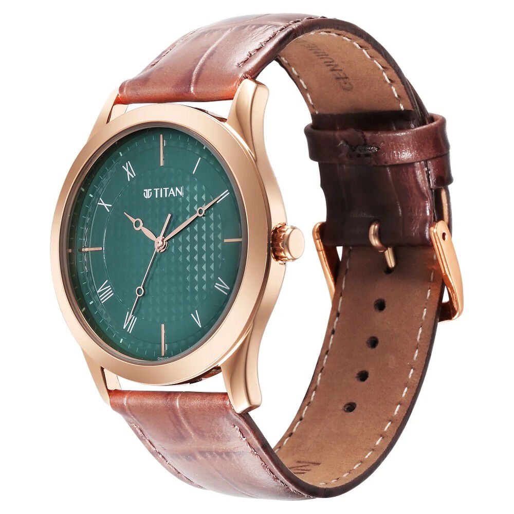 Titan watch green new arrivals dial