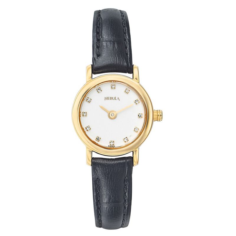Titan Nebula Vintage 18k Gold Analog Leather Strap Watch for Women