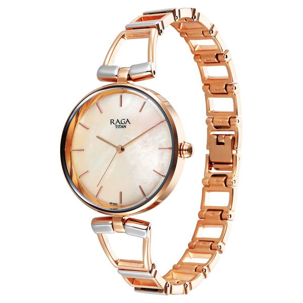 Titan Raga Ascend Quartz Analog Mother Of Pearl Dial With Two Toned Color Metal Strap Watch For Women - image number 2