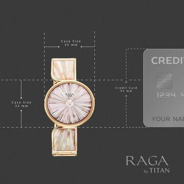 Titan Raga Power Pearls Quartz Analog Mother of Pearl Dial Rose Gold Metal Strap Watch For Women