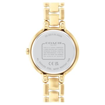 Coach Quartz Analog Golden Dial Golden Stainless Steel Strap Watch For Women