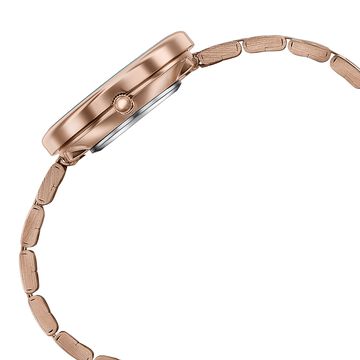 Poze Poze Quartz Analog Beige Dial Rose Gold Metal Strap Watch For Women