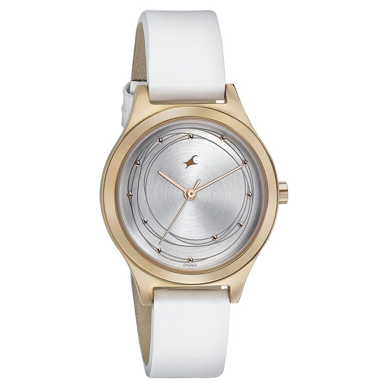 Fastrack Style Up Silver Dial Leather Strap Watch for Girls
