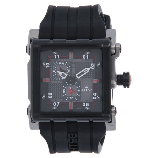 Titan Quartz Multifunction Black Dial Silicone Strap Watch for Men - image number 0