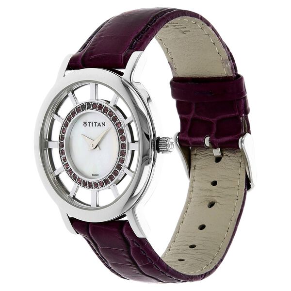 Buy Online Titan Analog Mother of Pearl Dial Stainless Steel Leather ...
