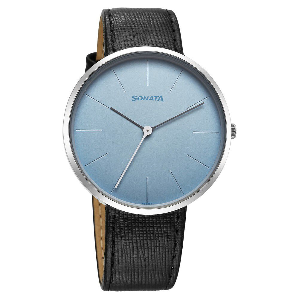 Sonata Ascent Quartz Analog Blue Dial Leather Strap Watch For Men-image-14