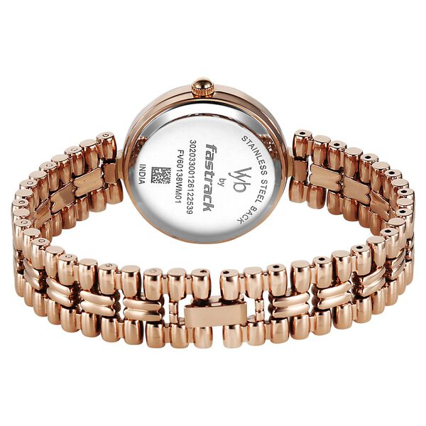 Vyb Charmer By Fastrack Quartz Analog Brown Dial Rose Gold Metal Strap Watch For Girls - image number 5
