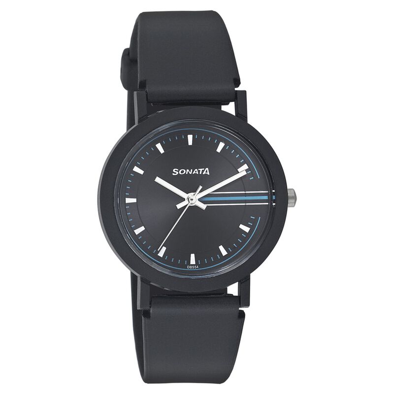 Sonata Quartz Analog Black Dial Strap Watch for Men