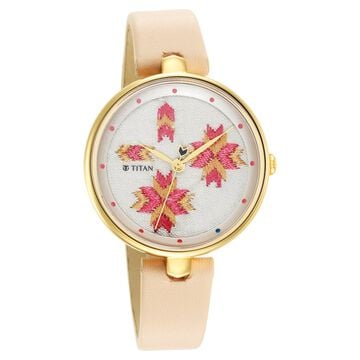 Titan Punjab Collection Pink Dial Analog Leather Strap Watch for Women