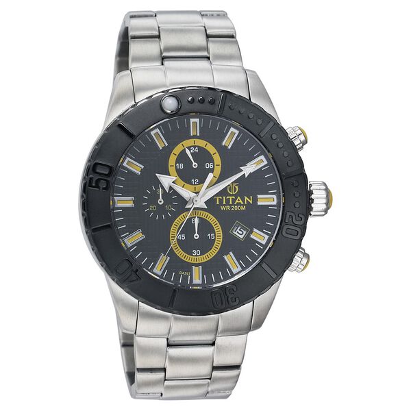 Titan Quartz Analog Black Dial Stainless Steel Strap Watch for Men - image number 0
