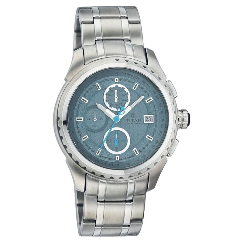 Titan Quartz Chronograph Blue Dial Watch for Men