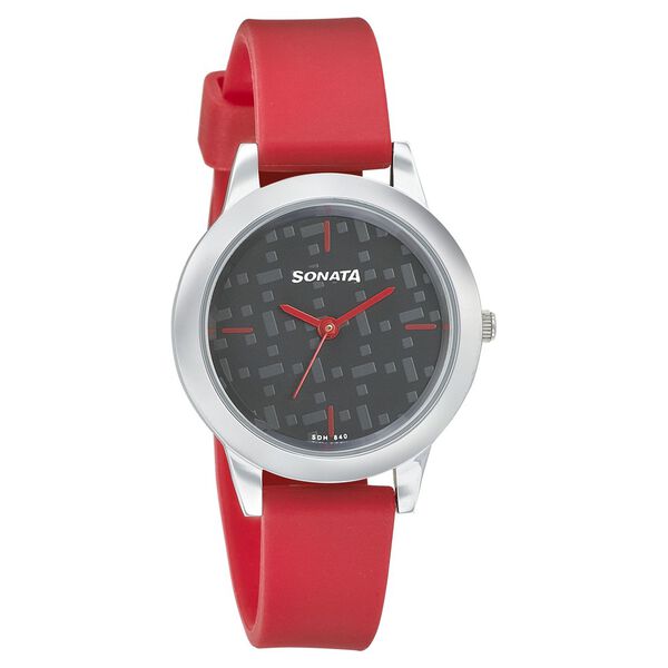 Buy Online Sonata Splash Grey Dial Women Watch With Silicone Strap