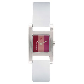 Fastrack Quartz Analog Pink Dial Leather Strap Watch for Girls