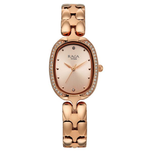 Titan Raga Showstopper Quartz Analog Rose Gold Dial Rose Gold Metal Strap Watch For Women - image number 0